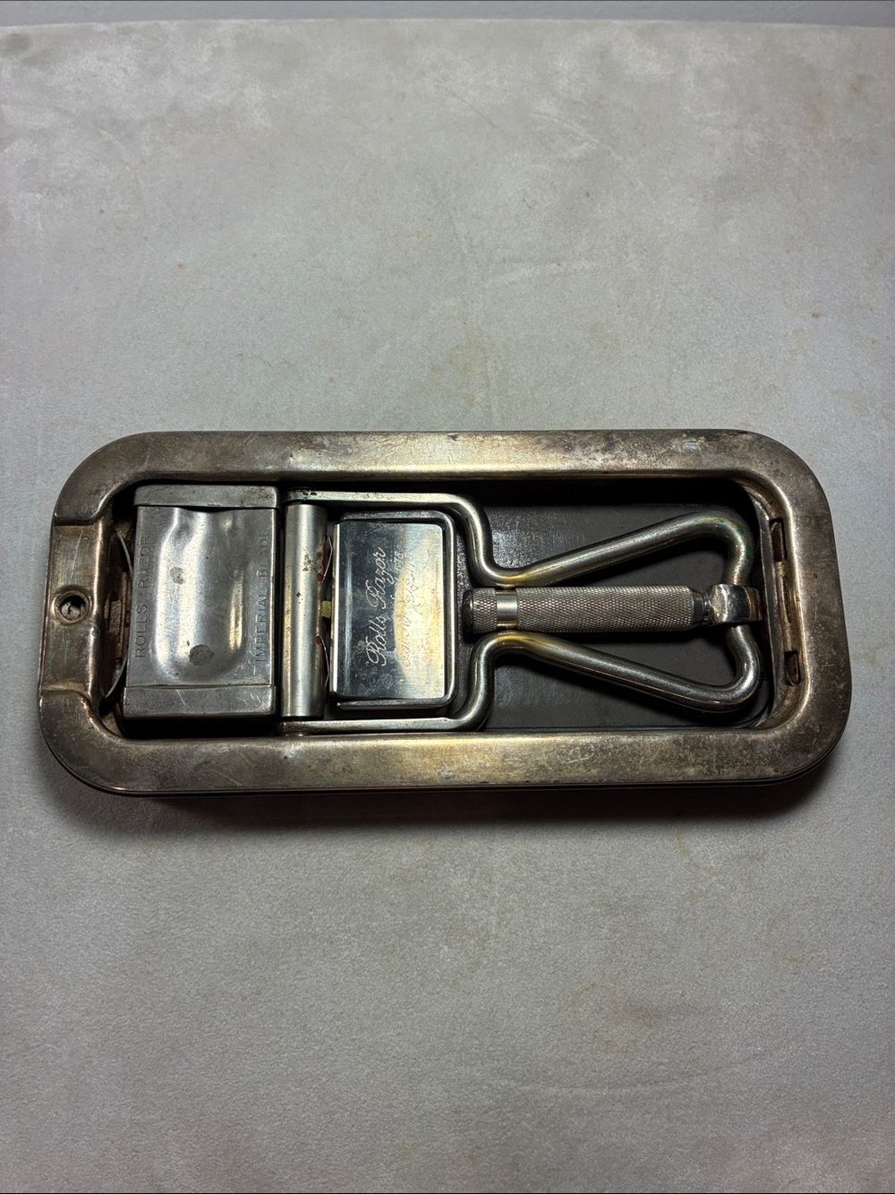 Silver Plated Geometric Complete Razor Set & Box Rolls Razor England Circa 1927 - Picture 5 of 16